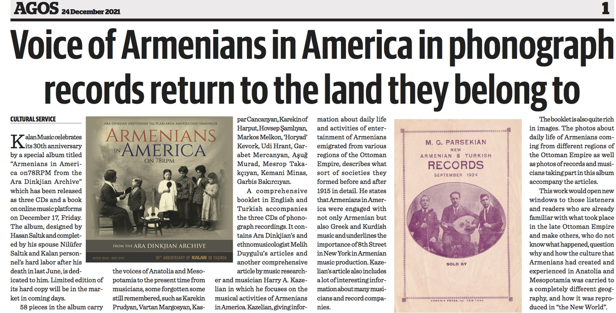 This week in the English version of digital Agos (e-newspaper):